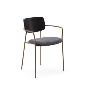 Scaun dining gri inchis/negru din textil Maureen Walnut Kave Home