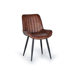 Scaun dining maro/negru din piele Avelu Giner y Colomer