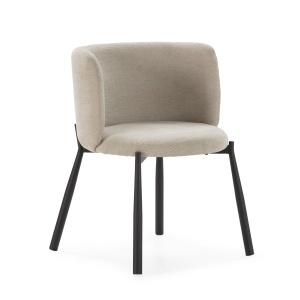 Scaun dining negru/bej din textil Ginny The Home Collection