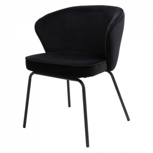 Scaun dining negru din catifea Admit Woood