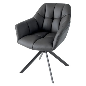 Scaun dining rotativ negru din piele Papillon The Home Collection