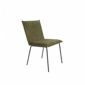 Scaun dining verde din catifea Floke Olive The Home Collection