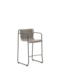 Scaun exterior bar ecru/verde din metal Maurina Kave Home