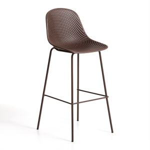 Scaun exterior bar maro din metal Quinby Kave Home