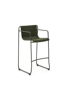 Scaun exterior bar verde din metal Maurina High Kave Home