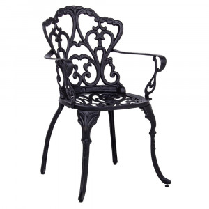 Scaun exterior dining gri carbune din metal Victoria Bizzotto