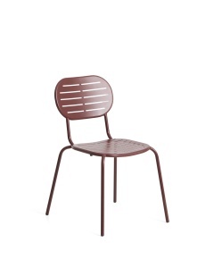 Scaun exterior dining rosu burgund din metal Brai Kave Home