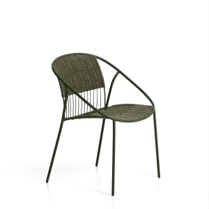 Scaun exterior dining verde din metal Argasi Kave Home