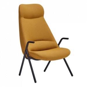Scaun lounge galben mustar/negru din poliester reciclat si metal Dins Tall Teulat