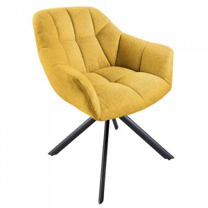 Scaun lounge rotativ galben mustar din poliester si metal Papillon The Home Collection