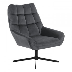 Scaun lounge rotativ gri inchis/negru din textil si metal Paris Actona Company