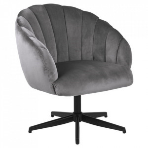 Scaun lounge rotativ negru/gri din textil si metal Daniella Vic Actona Company