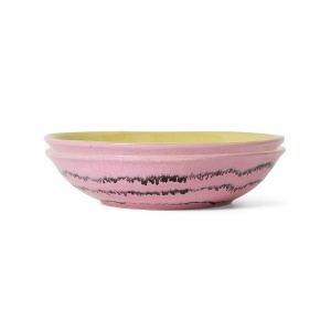 Set 2 boluri roz din ceramica 22 cm 70s ceramics Bubble HKliving