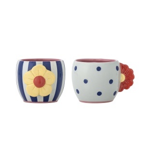 Set 2 cani multicolore din ceramica 200 ml Haisy Bloomingville