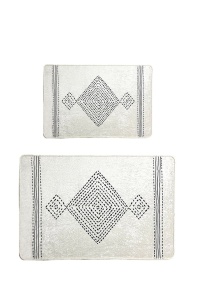 Set 2 covorase de baie alb/negre din fibre sintetice Tatiana The Home Collection