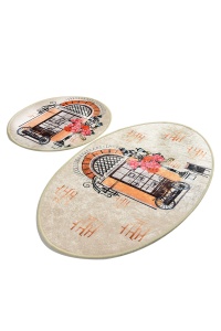 Set 2 covorase de baie multicolore din fibre sintetice Cafe The Home Collection
