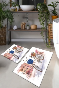Set 2 covorase de baie multicolore din fibre sintetice Dance Street The Home Collection