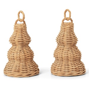 Set 2 decoratiuni suspendabile maro din ratan Bell Ferm Living