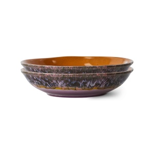Set 2 farfurii adanci multicolore din ceramica 22 cm 70s Daybreak HKliving