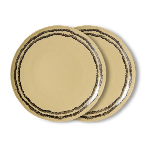 Set 2 farfurii intinse galben vanilie din ceramica 28 cm 70s Vanilla HKliving