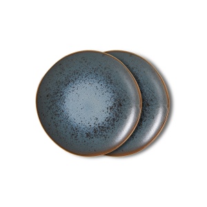 Set 2 farfurii pentru desert albastre din ceramica 18 cm 70s Mineral HKliving