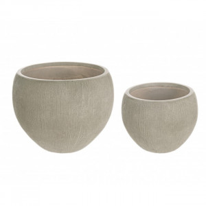 Set 2 ghivece verde salvie din fibra de sticla Spherical Vase Bizzotto
