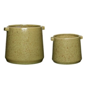 Set 2 ghivece verzi din ceramica Vibe Hubsch