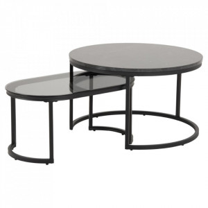 Set 2 mese de cafea negre din metal Spiro Quiet Object