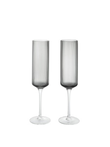 Set 2 pahare pentru sampanie gri din sticla 150 ml Ripple Frosted Ferm Living