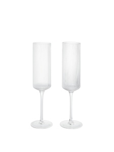 Set 2 pahare pentru sampanie transparente din sticla 150 ml Ripple Ferm Living