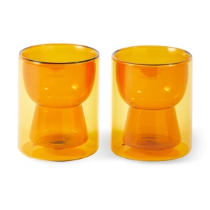 Set 2 pahare portocalii din sticla 250 ml Tip Tap Pols Potten