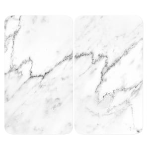 Set 2 placi protectie plita albe din sticla 30x52 cm Marble Wenko