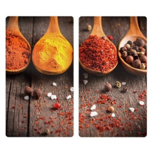 Set 2 placi protectie plita multicolore din sticla 30x52 cm Curry Wenko