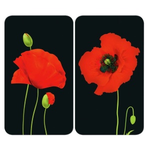 Set 2 placi protectie plita multicolore din sticla 30x52 cm Poppy Wenko