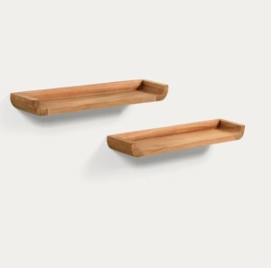 Set 2 rafturi pentru baie maro din lemn 50 cm Shamel Kave Home