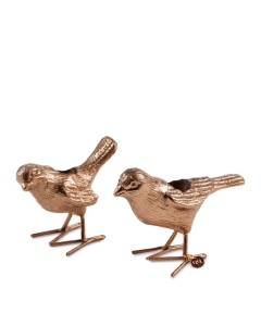 Set 2 suporturi lumanare roz deschis din metal Flock Of Birds Pols Potten