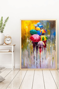 Set 2 tablouri multicolore din lemn 50x70 cm Colour Rain The Home Collection