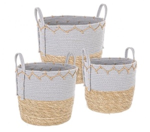 Set 3 cosuri gri/maro din fibre naturale Celestrial Bizzotto