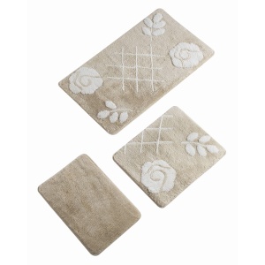 Set 3 covorase de baie crem din fibre sintetice Pastel Rock The Home Collection