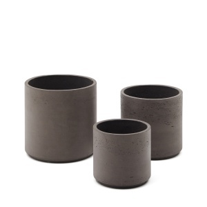 Set 3 ghivece gri din ciment Sintina Kave Home