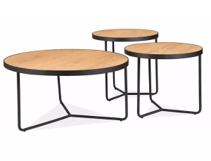 Set 3 mese de cafea maro/negre din metal Demeter The Home Collection