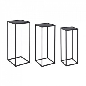 Set 3 mese de cafea negre din metal Nucleos Bizzotto