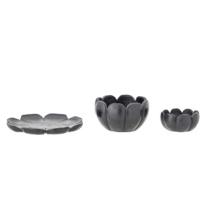 Set 3 suporturi lumanare negre din marmura Reiko Creative Collection