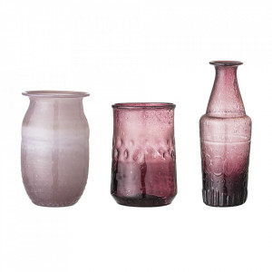 Set 3 vaze mov din sticla Amadea Bloomingville