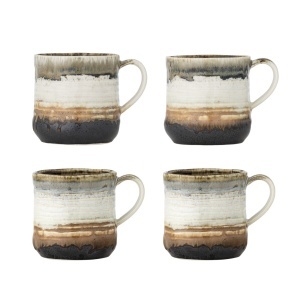 Set 4 cani gri din ceramica 380 ml Deana Bloomingville
