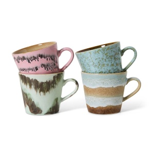 Set 4 cani multicolore din ceramica 330 ml 70s Americano Dada HKliving
