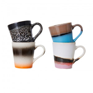 Set 4 cesti multicolore din ceramica 100 ml Funky HKliving