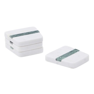 Set 4 coastere albe din marmura Nira Kave Home