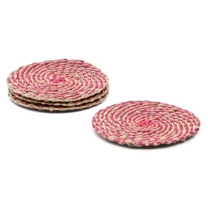Set 4 coastere rosii din fibre naturale Rivela Kave Home