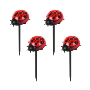 Set 4 decoratiuni luminoase pentru exterior rosii/negre din plastic 14 cm Ladybug Wenko